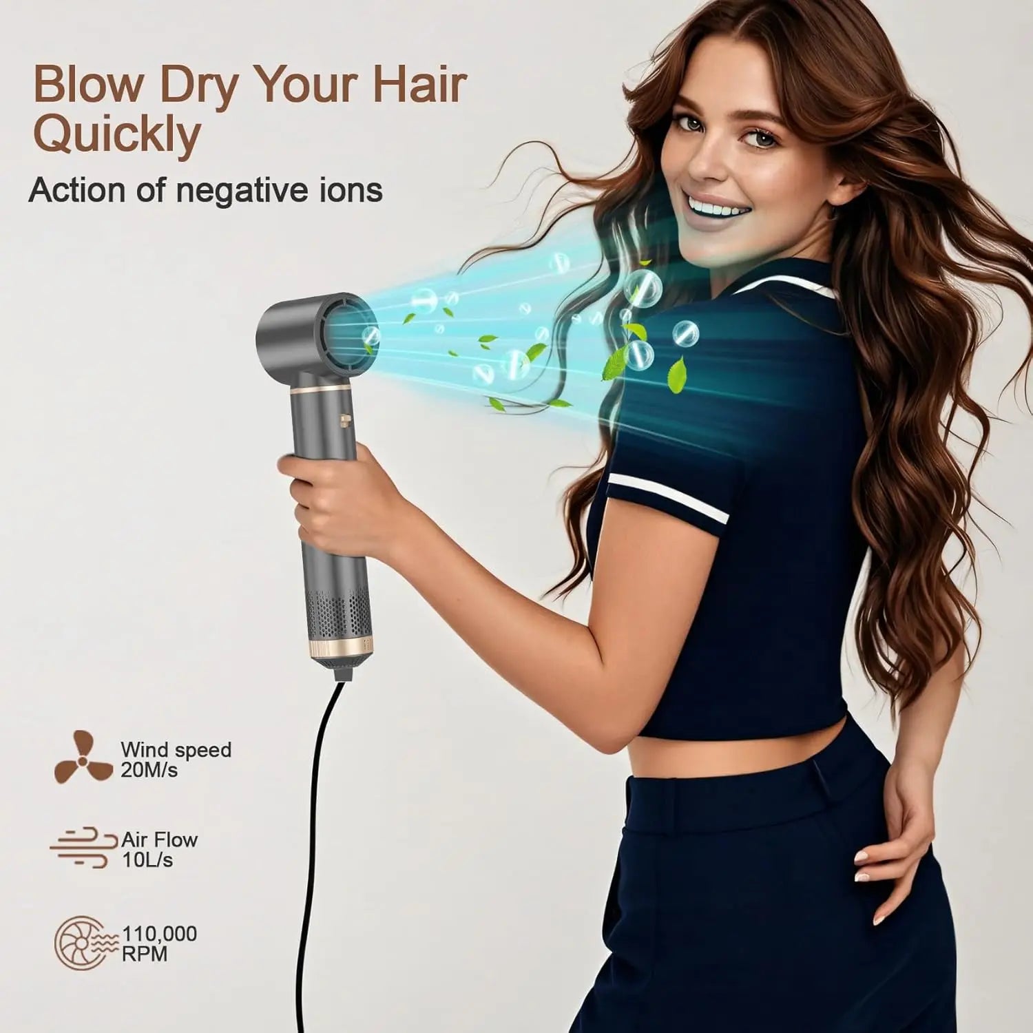 5 in 1 Handle Foldable Hair Dryer Portable Multifunctional Home Hair Dryer Styling Air Culer Wand Hair Straightener Brush Blow