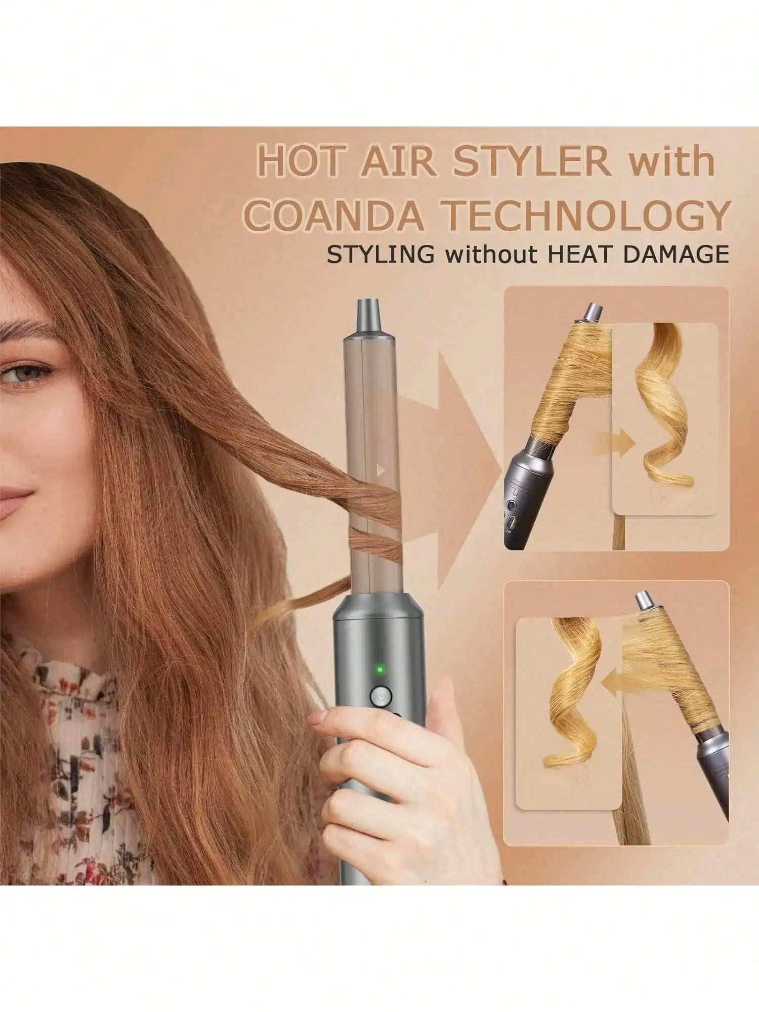6 In 1 Air Styling & Drying System, Powerful High Speed Hair Dryer Brush & Multi-Styler With Auto Wrap Curlers,Hair Straightener