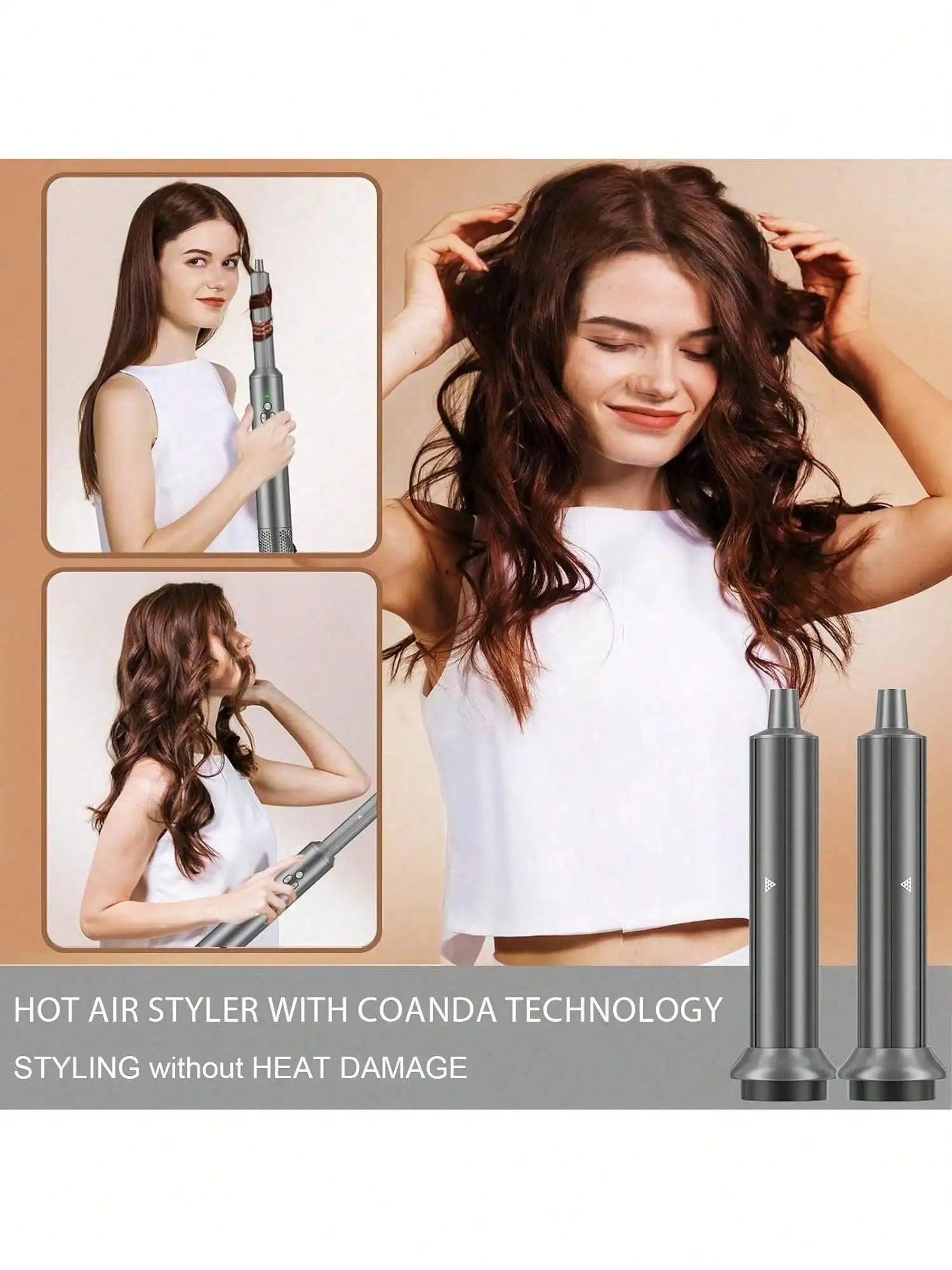6 In 1 Air Styling & Drying System, Powerful High Speed Hair Dryer Brush & Multi-Styler With Auto Wrap Curlers,Hair Straightener