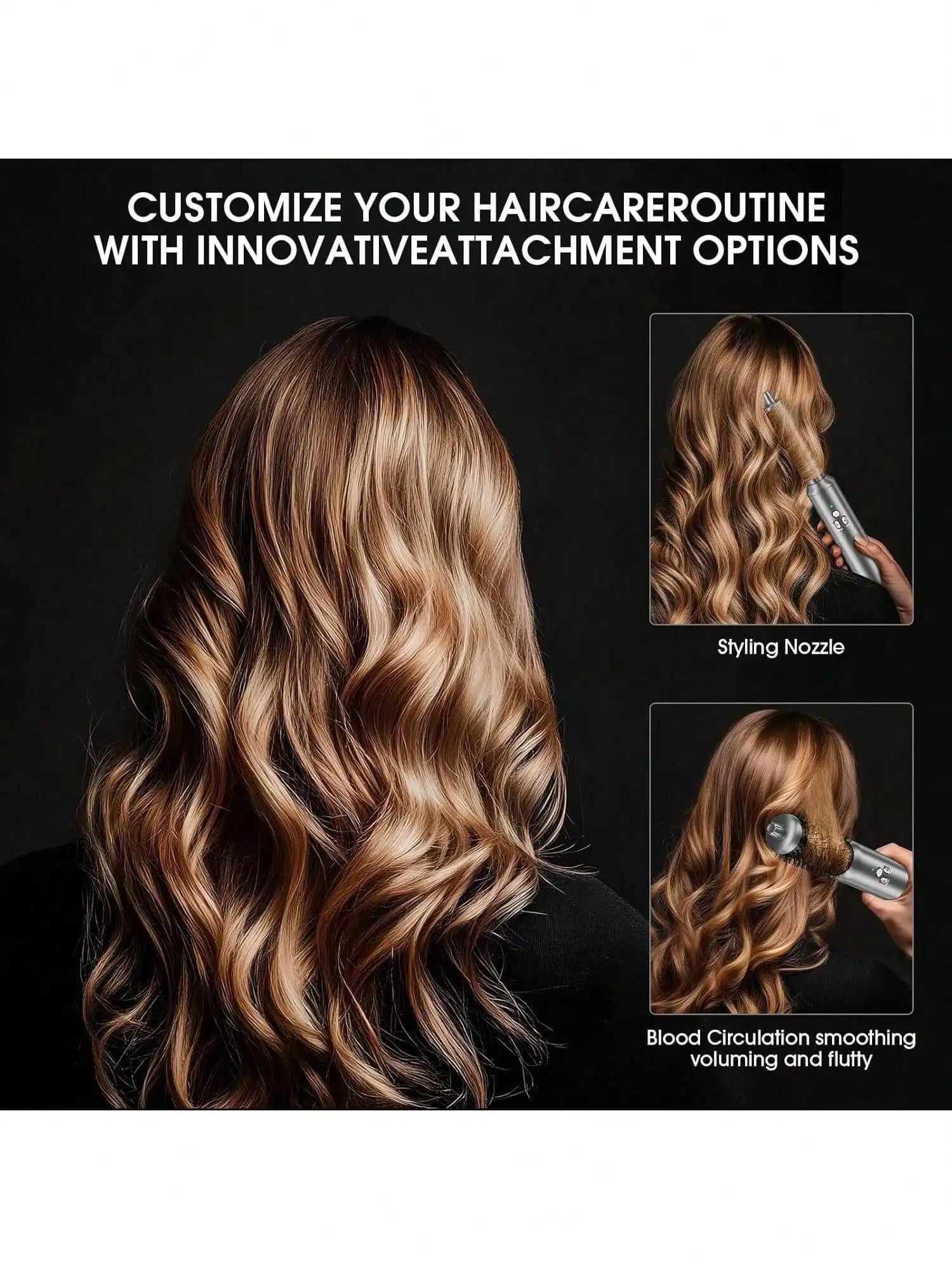 6 In 1 Air Styling & Drying System, Powerful High Speed Hair Dryer Brush & Multi-Styler With Auto Wrap Curlers,Hair Straightener